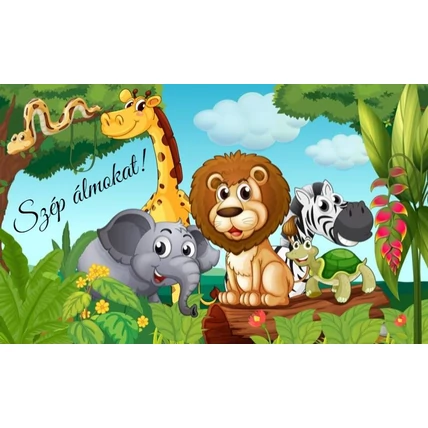 Falvédő gyerekszobába 140x60 cm - bélelt - Madagascar állatos