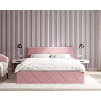 Kárpitozott franciaágy keret - CARO - pink színben