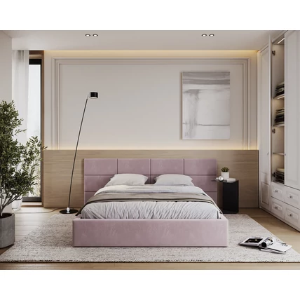 Kárpitozott franciaágy keret - DENVER - pink Paris szövettel