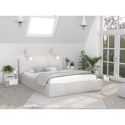 Kárpitozott franciaágy keret - FLORIDA - fehér Paris szövettel