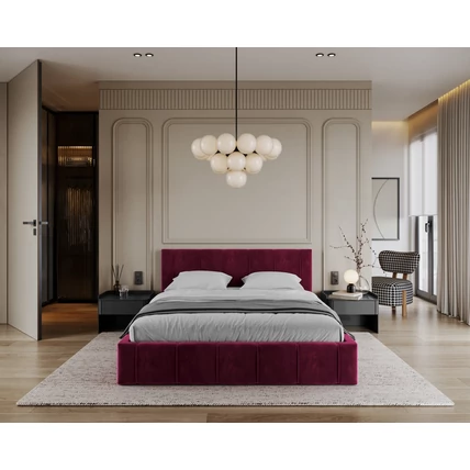 Kárpitozott franciaágy keret - FLORIDA - vörösbor Paris szövettel