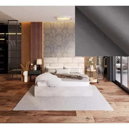 Kárpitozott franciaágy keret - PASADENA - Paris acélszürke szövettel