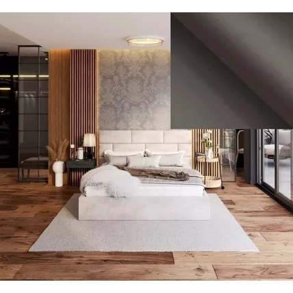 Kárpitozott franciaágy keret - PASADENA - Paris antracit szürke szövettel