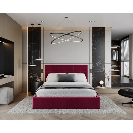Kárpitozott franciaágy keret - PASADENA - Paris vörösbor színű szövettel