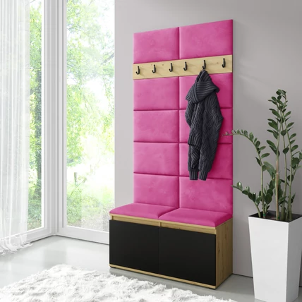 Emi előszoba fogas fekete cipőtartóval - pink