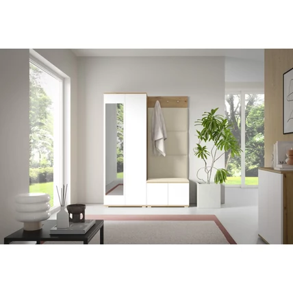 Sevilla 01 előszoba tölgy-fehér színű szekrény – 01-es krém színű panelekkel