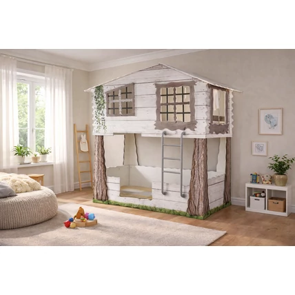 Lombház formájú gyerekágy - Tree House - emeletes, 2 fekvőhelyes változat
