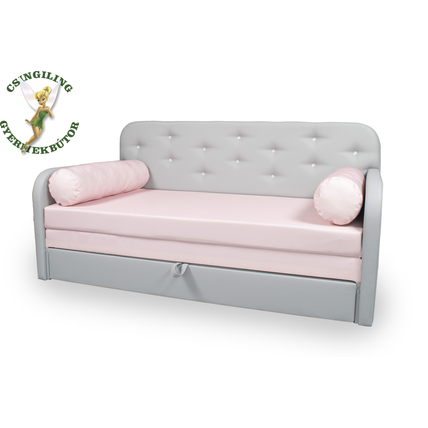 Romeo kanapéágy: szürke eco bőr keret - diamond rózsaszín fekvő 