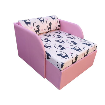 Rori Diamond ágyneműtartós kárpitos fotelágy - rózsaszín fekete cicás