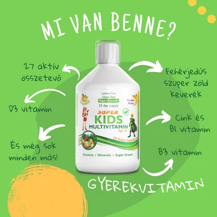 Folyékony multivitamin gyerekeknek 500ml - Swedish Nutra SUPER KIDS
