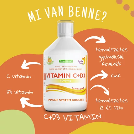 Swedish Nutra folyékony C+D3 imunrendszer erősítő vitamin - 500ml