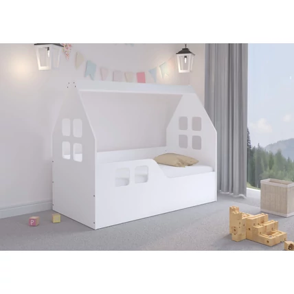 Gyerekágy - WT Domek magasított - fehér 70x140 cm - bal oldali leesésgátlóval