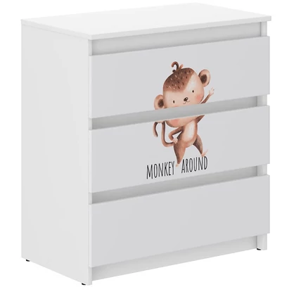 3 fiókos komód gyerekszobákba - Monkey majmos