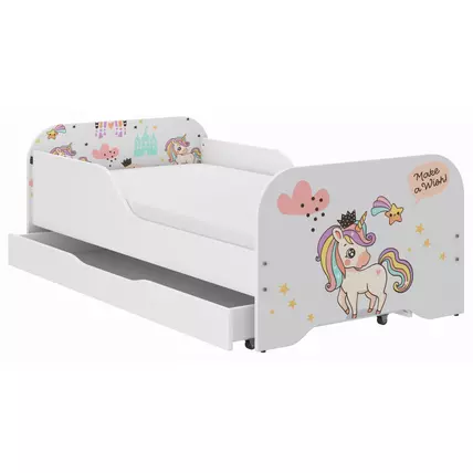 Gyerekágy ágyneműtartóval 70x140 cm - Miki - 15 Unicorn Rainbow