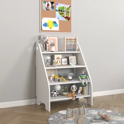 Montessori játéktároló polc gyerekszobába - fehér