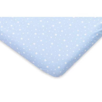 Pamut gumis lepedő gyerekágyra - Jersey babakék csillagos - 60x120 cm