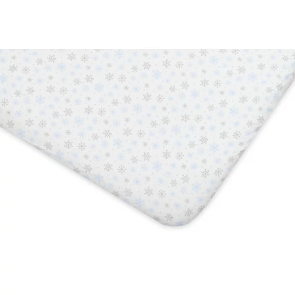 Pamut gumis lepedő gyerekágyra - Jersey hópelyhes - 60x120 cm