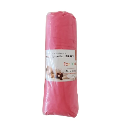 Pamut gumis lepedő gyerekágyra - Jersey rózsaszín - 80x180 cm