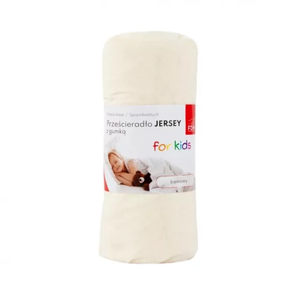 Pamut gumis lepedő gyerekágyra - Jersey krém - 60x120 cm