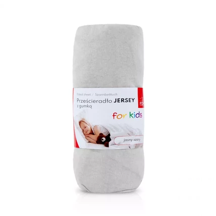 Pamut gumis lepedő gyerekágyra - Jersey világos szürke - 60x120 cm