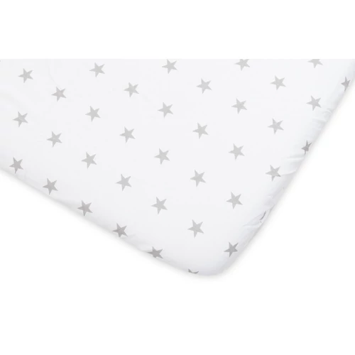 Pamut gumis lepedő gyerekágyra - 70x140 cm-es - szürke csillagos