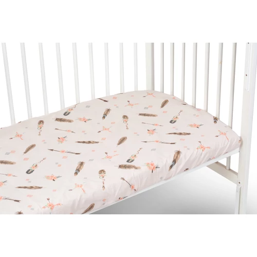 Pamut gumis lepedő gyerekágyra - 70x140 cm-es - tollas mintával