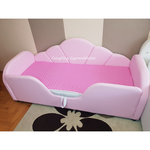 Ágytakaró gyerekágyra - gumipántokkal rögzíthető - 140x200 cm - rózsaszín pöttyös