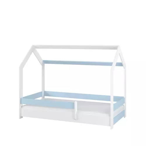 Gyerekágy - Boo-Domek házikó alakú gyerekágy 80x160 cm - fehér-kék