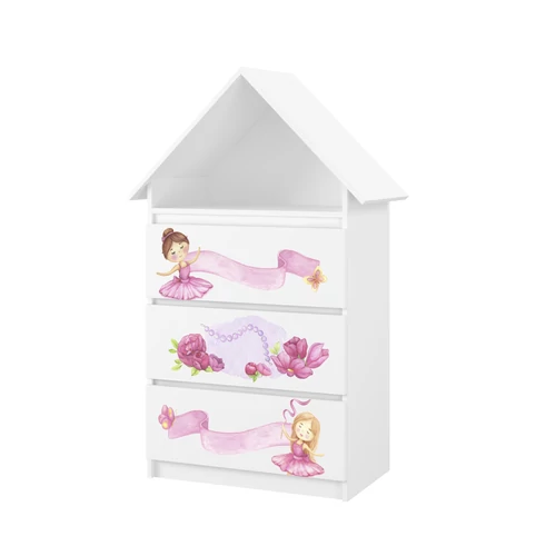 Komód gyerekszobákba házikó tetővel - Flower