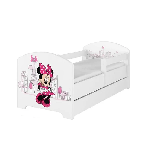 Ágyneműtartós gyerekágy ágyráccsal - Disney Oscar - Minnie Paris - fehér