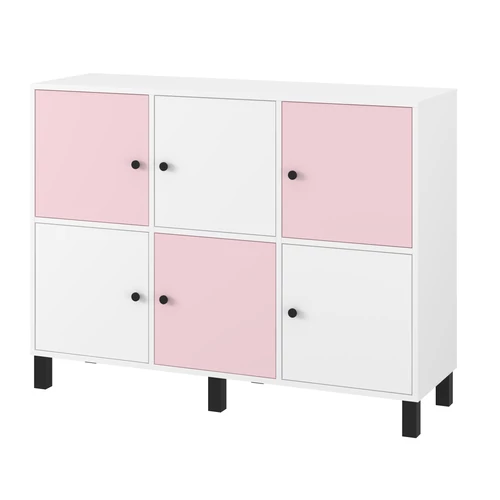 Komód gyerekszobába és babaszobába - T6 fehér-pink színben
