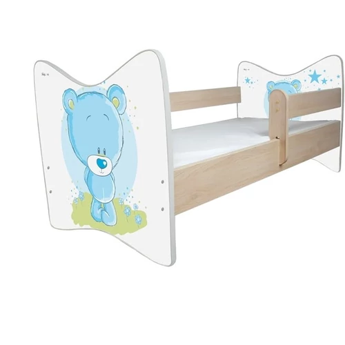 Junior Delux gyerekágy matraccal - világos tölgy színű - blue Bear