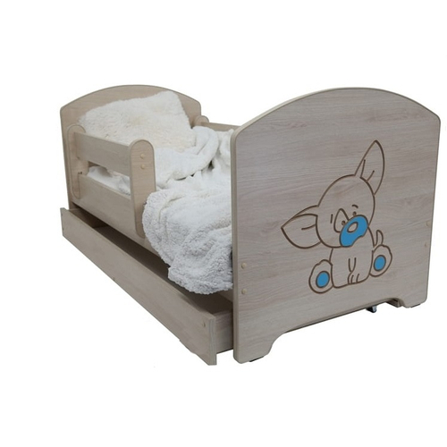 Gyerekágy ágyneműtartóval - Oskar - sonoma - kék csivavás