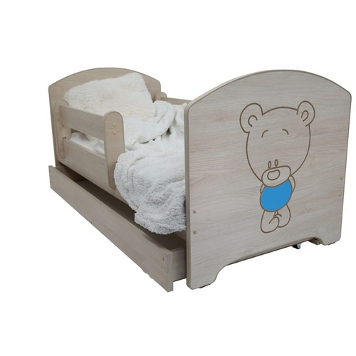 Gyerekágy ágyneműtartóval - Oskar - sonoma - kék macis
