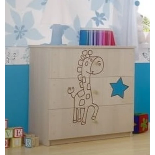 Komód gyerekszobába és babaszobába - zsiráfos kék csillagos