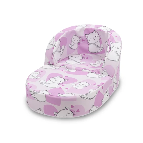 Berry Baby Birdie kihajtható szivaccs babafotel - rózsaszín fehér cicás