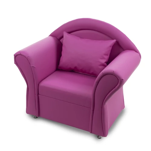 Nagy méretű masszív gyerekfotel ajándék párnával - pink eco bőr
