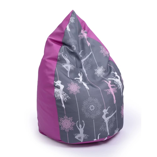 Csepp alakú babzsák puff gyerekeknek - pink eco bőr balerinás