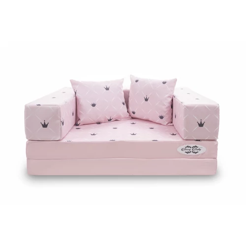 Berry Baby DIAMOND szivacs kanapéágy felnőtt méretben:  rózsaszín Chesterfield koronás 2