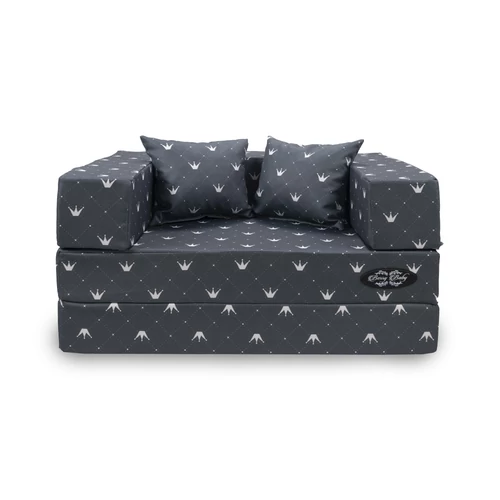 Szivacs kanapéágy - Diamond gyerek méret - szürke Chesterfield - dupla karfával - 15 cm vastag szivacslapokkal