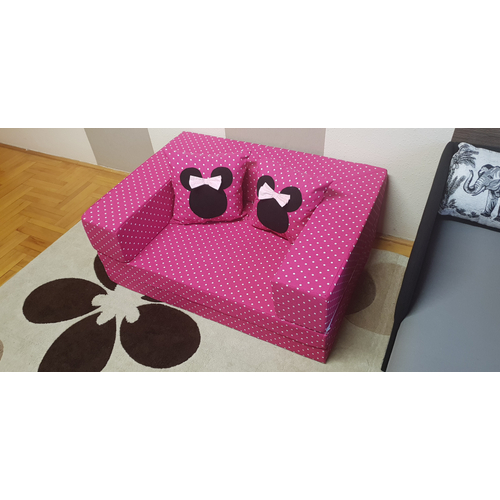 Berry Baby SUNSHINE szivacs kanapéágy felnőtt méretben:  pink pöttyös Minnie