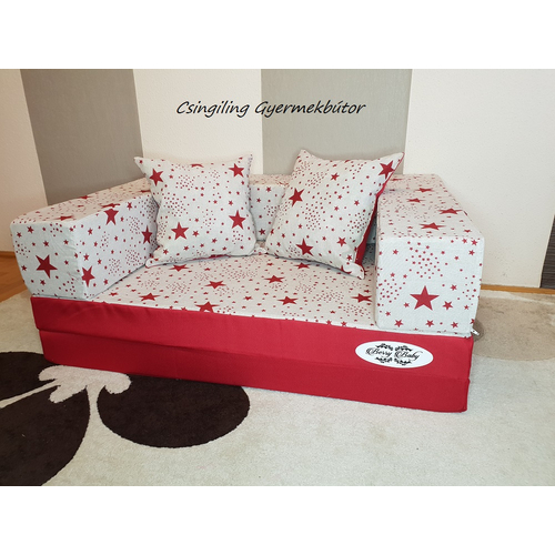 Berry Baby szivacs kanapéágy és hempergő levehető huzattal - piros csillagos