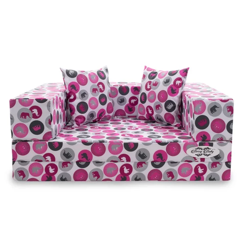 Szivacs kanapéágy - gyerek méret - pink elefántos - Wextra