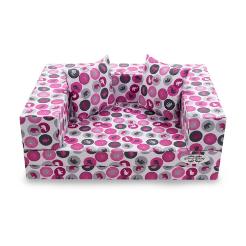 Szivacs kanapéágy - gyerek méret - pink elefántos - Wextra