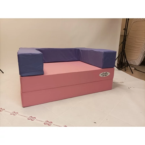 Szivacs kanapéágy - Wextra gyerek méret 15 cm vastag lapokkal - puncs lapok - fuchsia karfa + lila színű plusz karfahuzat AJÁNDÉKBA