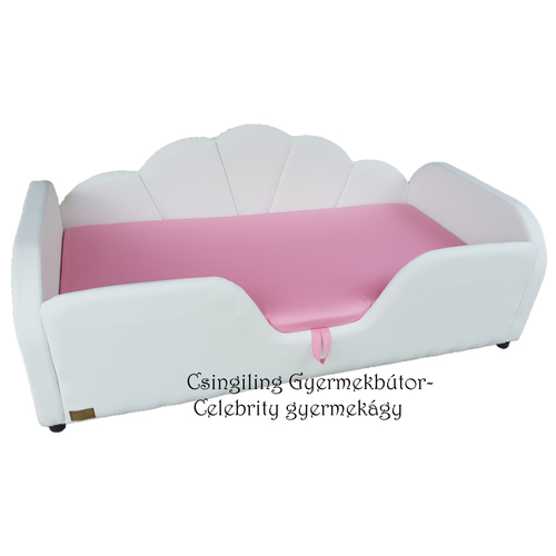 Celebrity prémium eco bőr keretes ágyneműtartós gyerekágy: fehér eco bőr puncs rózsaszín wextra 2