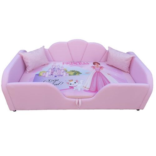 Prémium eco bőr keretes ágyneműtartós gyerekágy - rózsaszín princess hercegnős 
