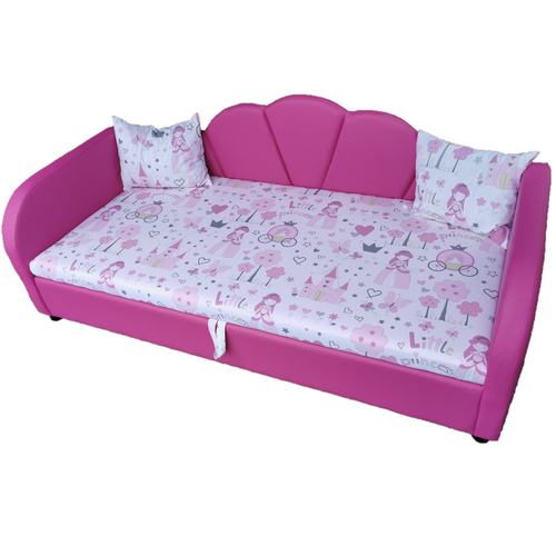 Prémium eco bőr keretes ágyneműtartós gyerekágy - pink princess hercegnős