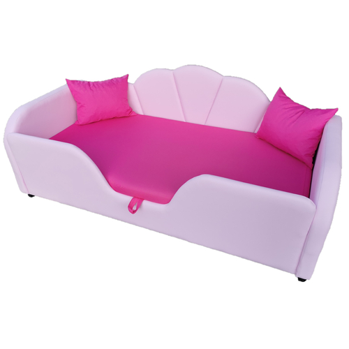 Prémium eco bőr keretes ágyneműtartós gyerekágy - pink rózsaszín