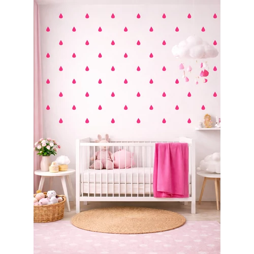 Berry Baby falmatrica szett gyerekszobába és babaszobába - pink esőcseppek
